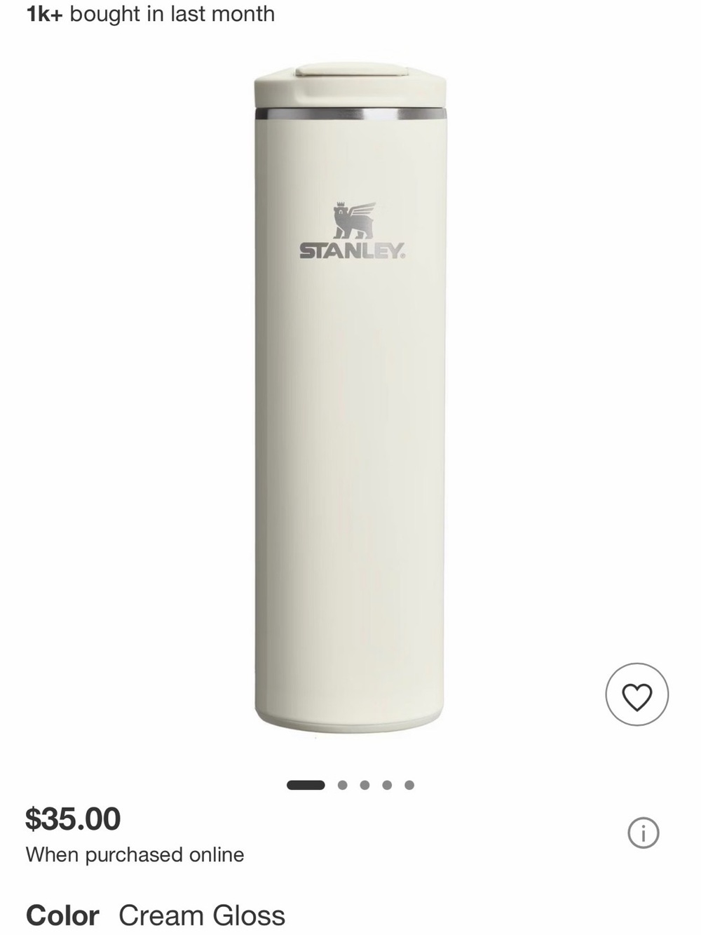 Stanley Cream 20oz Travel Tumbler with Flip Lid